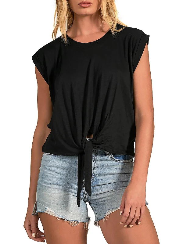 Womens Shirt Tie Front Pullover Top