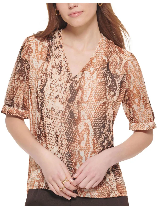 Womens Snakeskin Multi Pullover Top