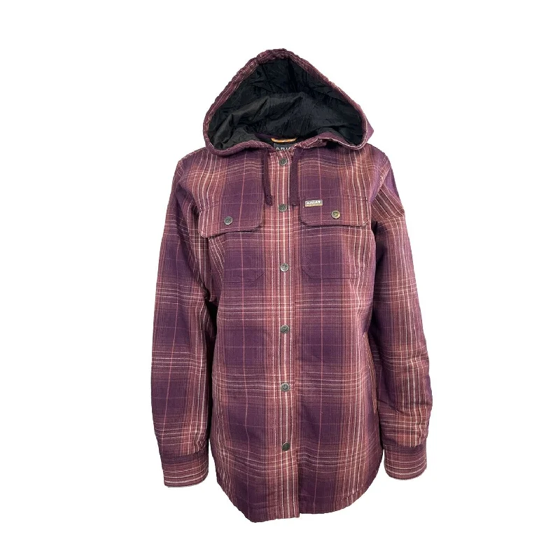 Ariat Women's Potent Purple Plaid Shirt Rebar Flannel Jacket (S04)