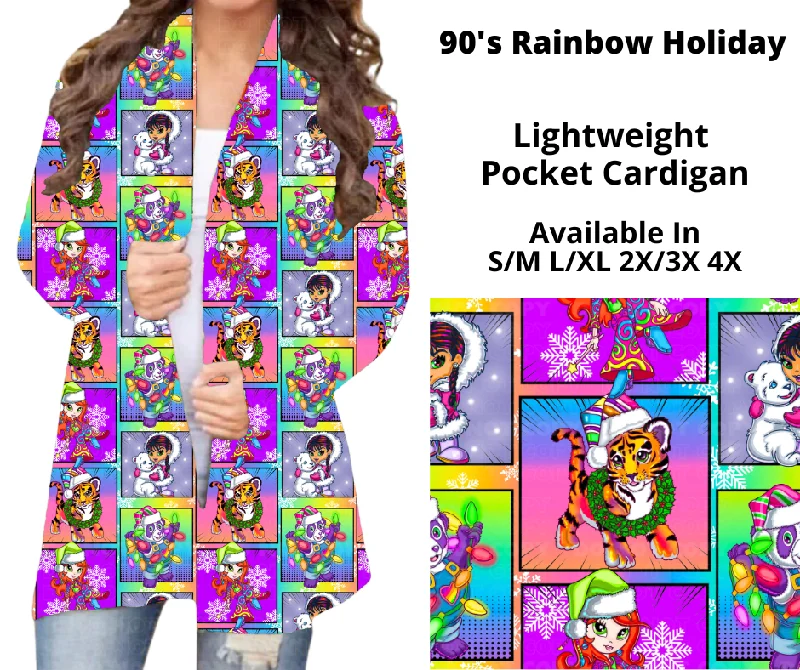 90's Rainbow Holiday Pocket Cardigan