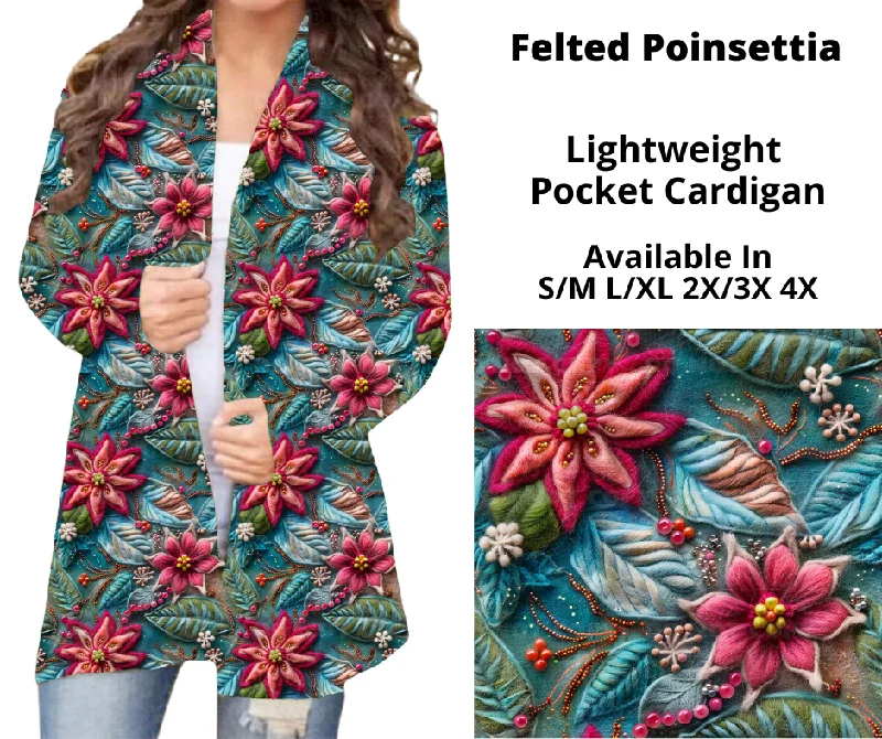 Felted Poinsettia Pocket Cardigan