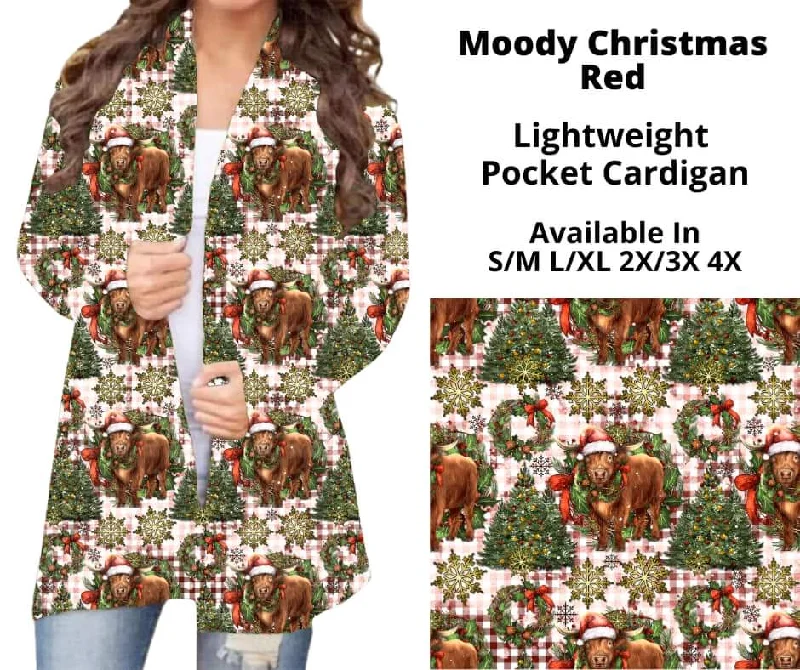 Moody Christmas Red Pocket Cardigan