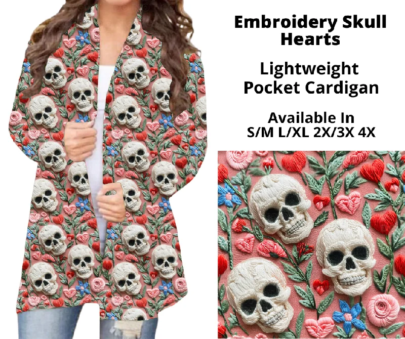 Preorder! Closes 11/20. ETA Jan. Embroidery Skull Hearts Cardigan