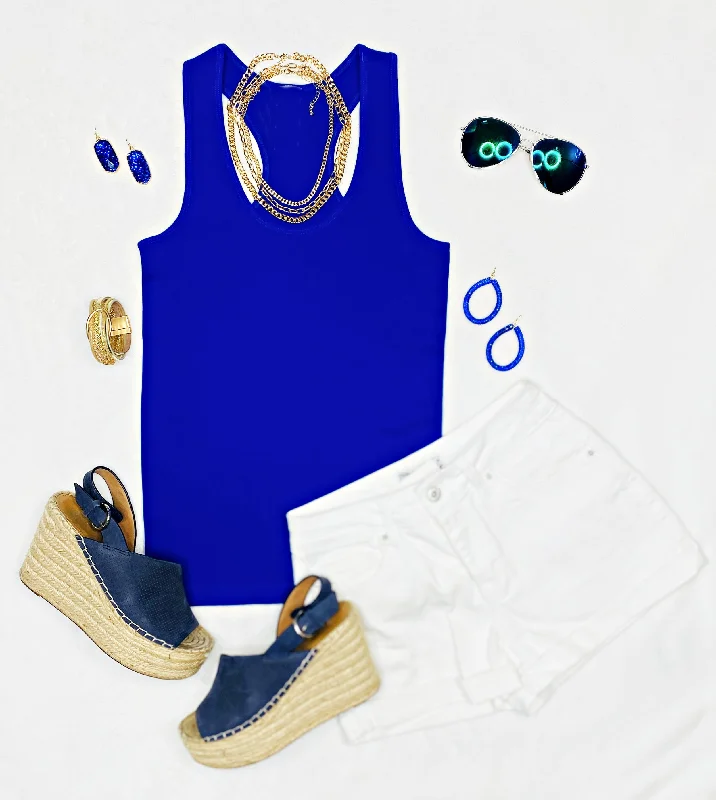 Everyday Basic Ribbed Racerback Tank - Royal