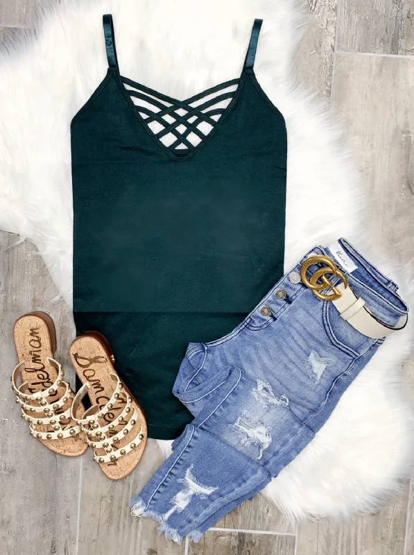 Long Caged Cami - Hunter Green