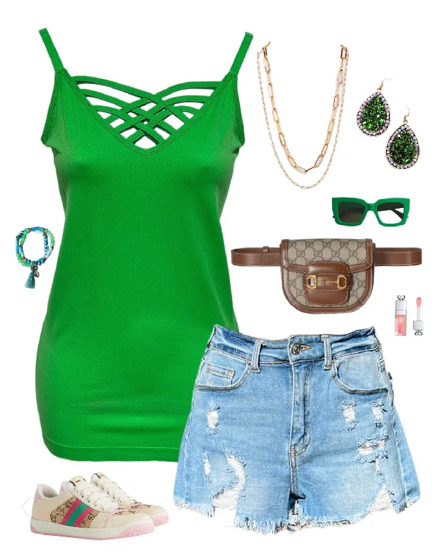 Long Caged Cami - Kelly Green