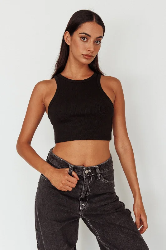 Bryn Racerback Crop Top Black