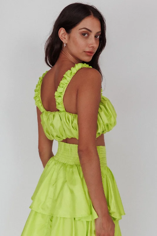 Sozo Bubble Crop Top Lime