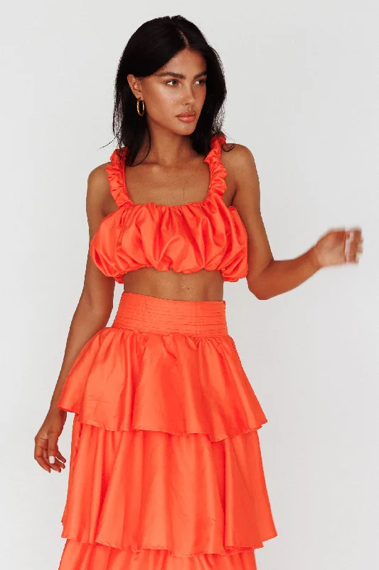 Sozo Bubble Crop Top Orange